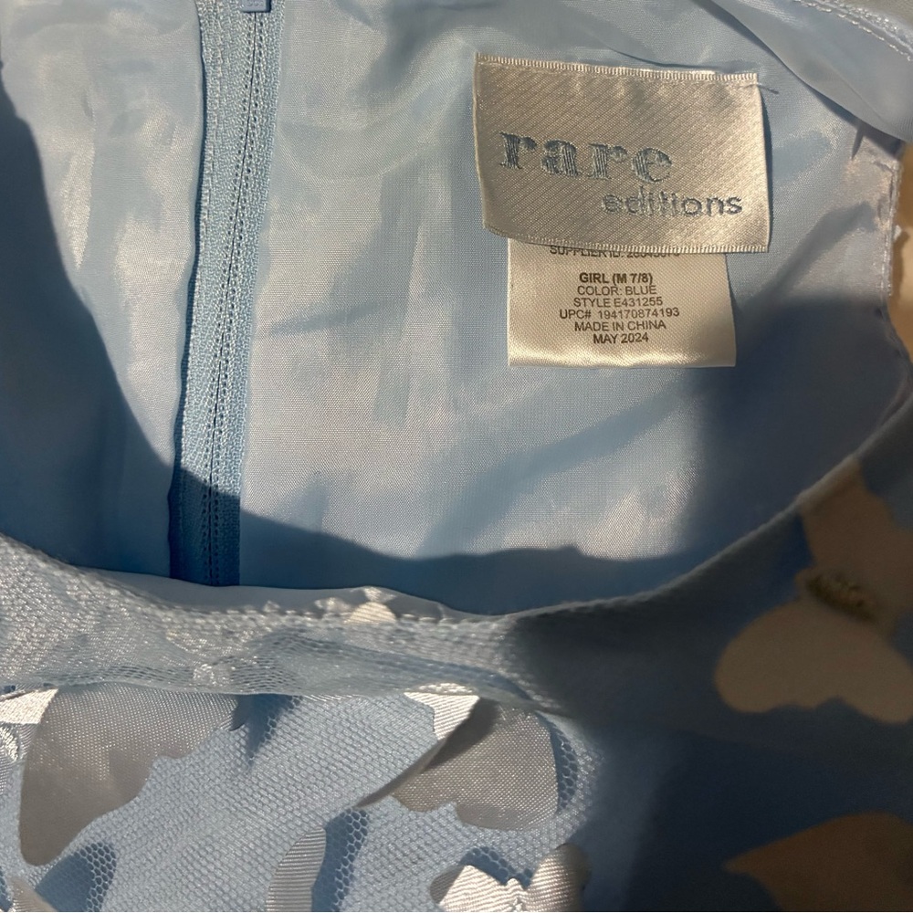 Rare Editions Light Blue Butterfly Dress with small train - Picture 3 of 3